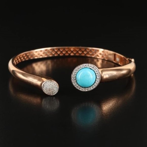 Milor Jewelry - Sterling Turquoise and Cubic Zirconia Cuff